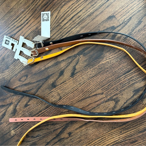 Anne Klein Trio Leather Belt Set - Gold, Brown, Black - Picture 3 of 3